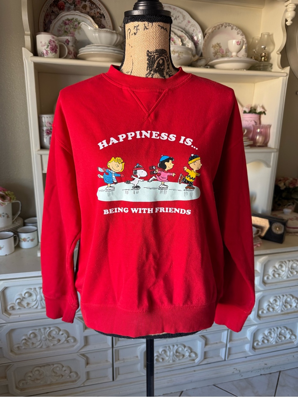 H&M Peanuts Red Crewneck Sweatshirt. Size S.